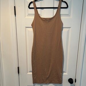 Elegant Tan Sleeveless Dress